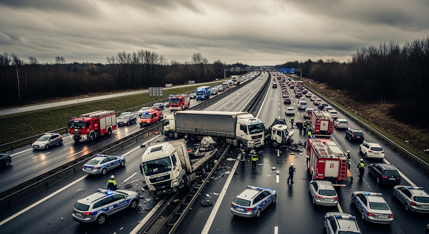 Makabryczny wypadek na Trasie Kaszubskiej: trzy TIR-y zmiażdżyły osobówkę!